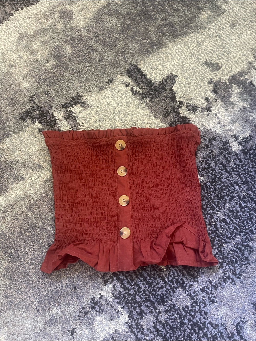Pacsun Smocked Button-Front Tube Top in Rust